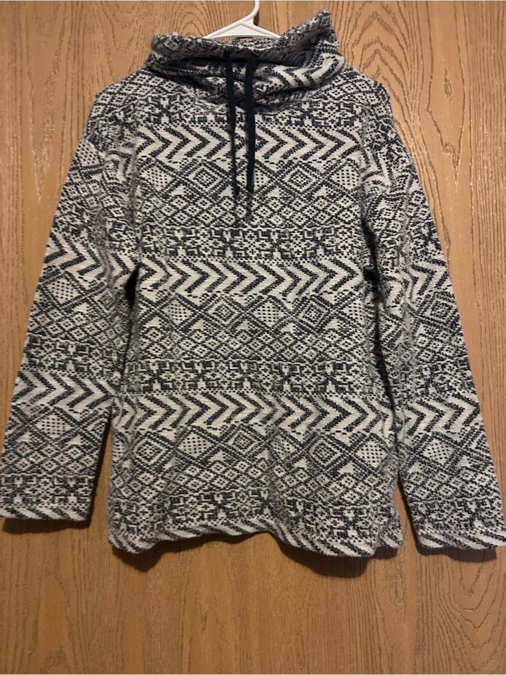 Chaps Black and White Funnel Neck Pullover